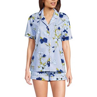 Women's Lands' End Cotton Poplin Pajama Top & Pajama Shorts Set