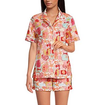 Women's Lands' End Cotton Poplin Pajama Top & Pajama Shorts Set