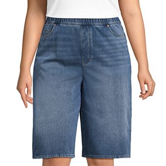 Women's Lands' End High Rise Knit Denim Bermuda Shorts