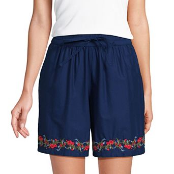 Women's Lands' End Embroidered High Rise Pull On Shorts