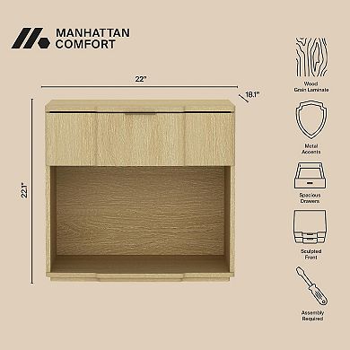 MANHATTAN COMFORT Clive 1-Drawer Nightstand
