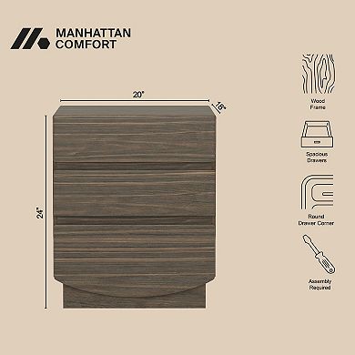 MANHATTAN COMFORT Ardea 3-Drawer Nightstand