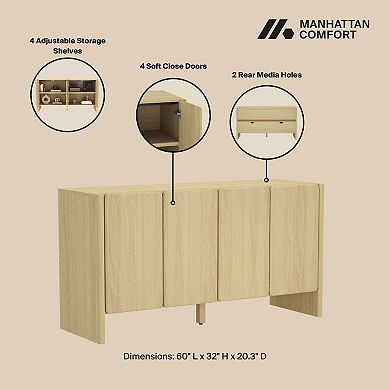 MANHATTAN COMFORT Linda 60-Inch Modern 4-Door Sideboard