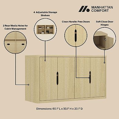MANHATTAN COMFORT Rivington 60-Inch Modern 4-Door Sideboard