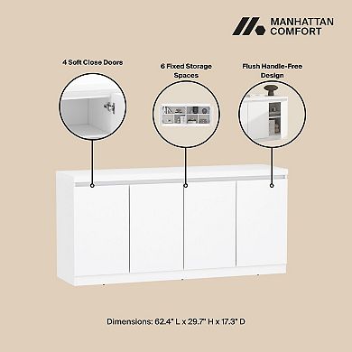 MANHATTAN COMFORT Griffin 62-Inch Modern 4-Door Sideboard