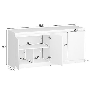 MANHATTAN COMFORT Griffin 62-Inch Modern 4-Door Sideboard