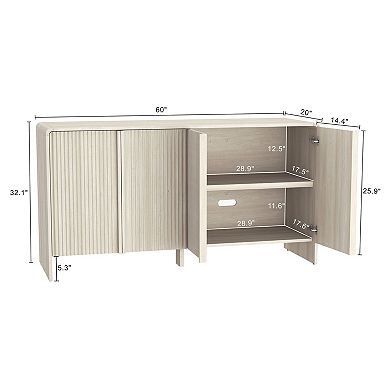 MANHATTAN COMFORT Novara 60-Inch Contemporary 4-Door Sideboard