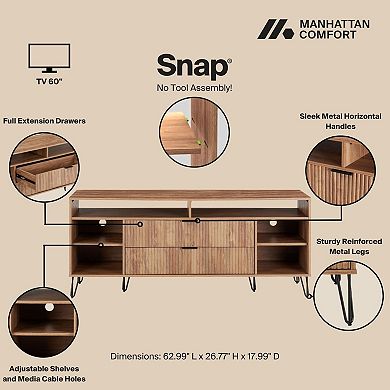 MANHATTAN COMFORT Dumbo 63-inch Fluted TV Stand