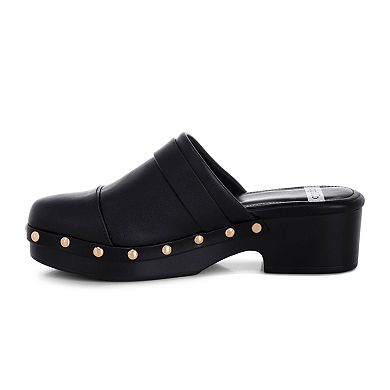 Rag & Co Pinto Mules Women's Block Heel Slip-On Mules