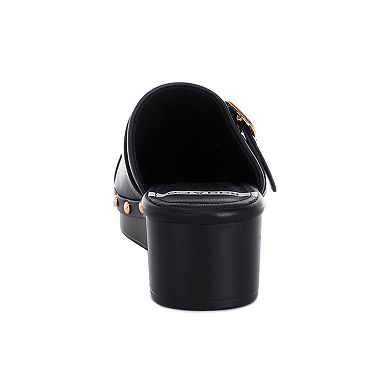 Rag & Co Pinto Mules Women's Block Heel Slip-On Mules