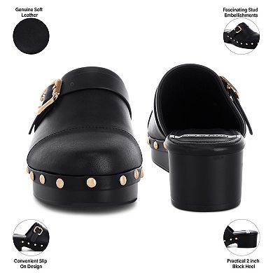 Rag & Co Pinto Mules Women's Block Heel Slip-On Mules