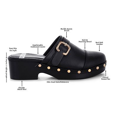 Rag & Co Pinto Mules Women's Block Heel Slip-On Mules