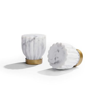 Town & Country Luxe Marbled Flute Curtain Rod and Finial Set