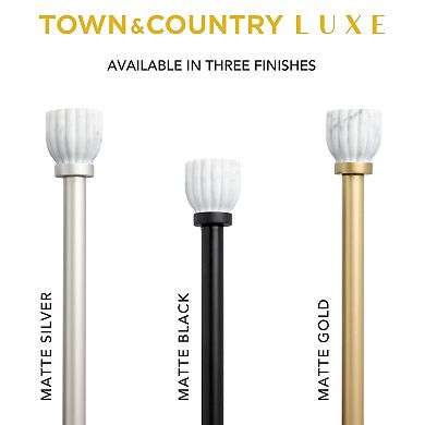 Town & Country Luxe Marbled Flute Curtain Rod and Finial Set