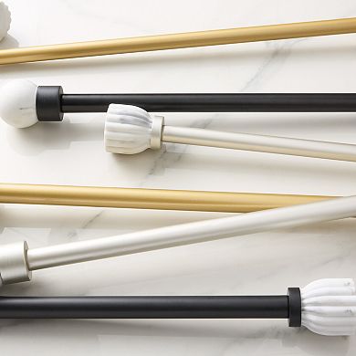 Town & Country Luxe Marbled Flute Curtain Rod and Finial Set