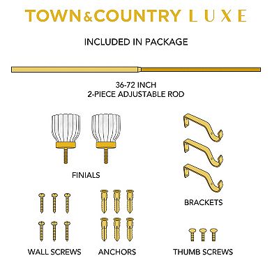 Town & Country Luxe Marbled Flute Curtain Rod and Finial Set