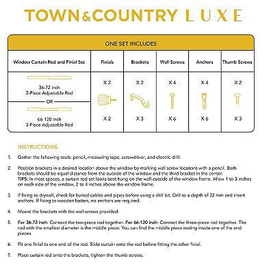 Town & Country Luxe Marbled Flute Curtain Rod and Finial Set