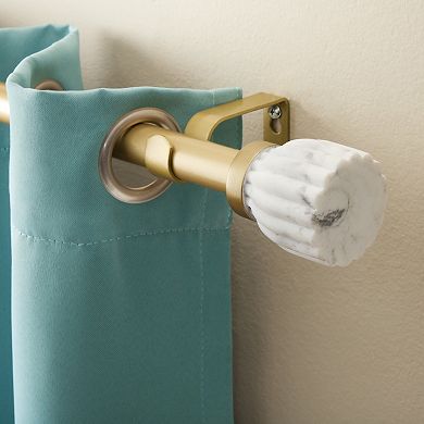 Town & Country Luxe Marbled Flute Curtain Rod and Finial Set