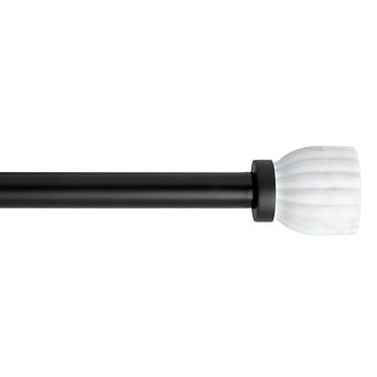 Town & Country Luxe Marbled Flute Curtain Rod and Finial Set
