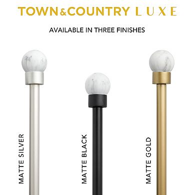 Town & Country Luxe Marbled Sphere Curtain Rod and Finial Set