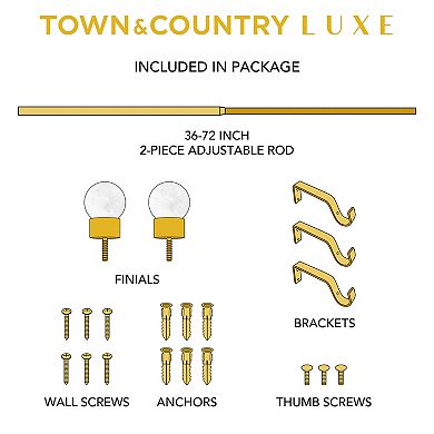 Town & Country Luxe Marbled Sphere Curtain Rod and Finial Set
