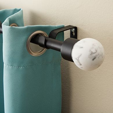 Town & Country Luxe Marbled Sphere Curtain Rod and Finial Set