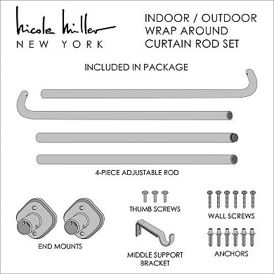 Nicole Miller Patio Country Chic Wrap Around Adjustable Curtain Rod