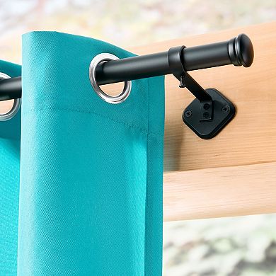 Nicole Miller Patio Country Mod Cap Dual-Mount Curtain Rod & Finial Set, Adjustable 84”-160”