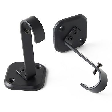 Nicole Miller Patio Country Mod Cap Dual-Mount Curtain Rod & Finial Set, Adjustable 84”-160”