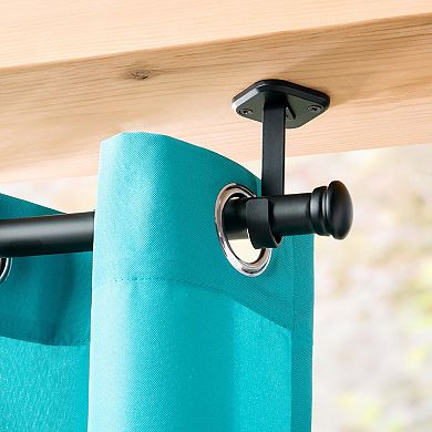 Nicole Miller Patio Country Mod Cap Dual-Mount Curtain Rod & Finial Set, Adjustable 84”-160”