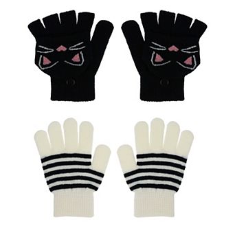 Girls Elli by Capelli 2-Pack Mitten Flip Top Gloves