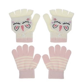 Girls Elli by Capelli 2-Pack Mitten Flip Top Gloves