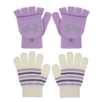 Girls Elli by Capelli 2-Pack Mitten Flip Top Gloves