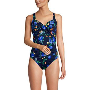 Petite Lands' End Sweetheart Underwire Wrap Tummy Slimmer One-Piece Swimsuit