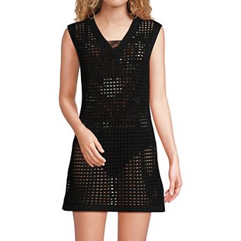 Petite Lands' End Open Knit Tummy Slimmer Cover-Up Dress