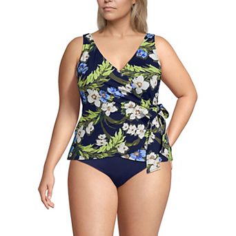 Plus Size Lands' End DDD-Cup Side Tie Swim Top
