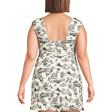 Plus Size Lands' End Smoothing Square Neck Ruched Swim Dress
