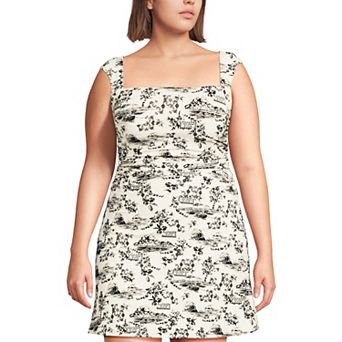 Plus Size Lands' End Smoothing Square Neck Ruched Swim Dress