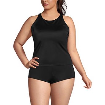 Plus Size Lands' End Tugless High Neck Strappy Back Tankini Swim Top