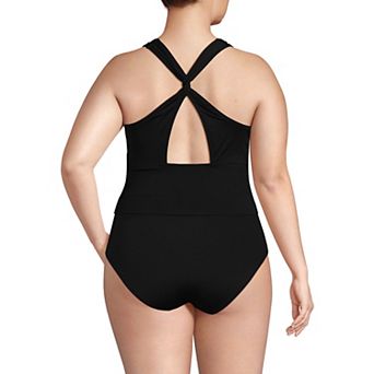 Plus Size Lands' End Twist Back Midkini Swim Top