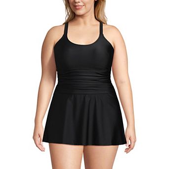 Plus Size Lands' End Essential Tie Back Ruched Dresskini