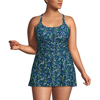 Plus Size Lands' End Essential Tie Back Ruched Dresskini