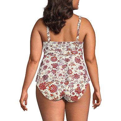 Plus Size Lands' End Sweetheart Belted Flutter Tankini Swim Top