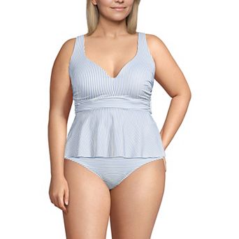 Plus Size Lands' End Sweetheart Belted Flutter Tankini Swim Top
