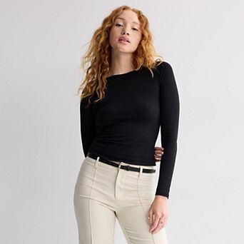 Juniors' SO® Contour Boatneck Long Sleeve T-Shirt