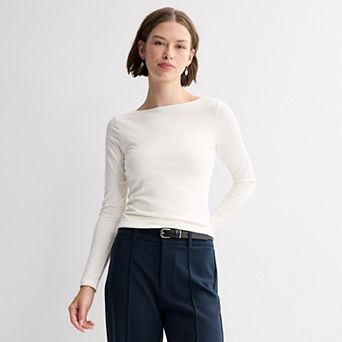 Juniors' SO® Contour Boatneck Long Sleeve T-Shirt