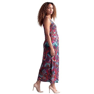 Maternity 24Seven Comfort Apparel Sleeveless A-Line Maxi Dress
