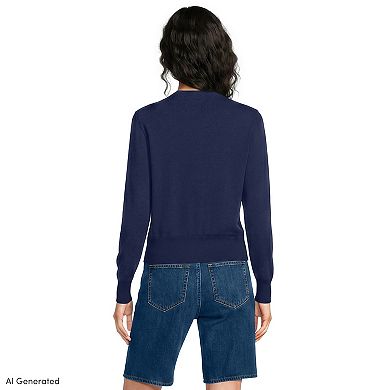 Women's Lands' End Cotton Crew Cardigan Sweater