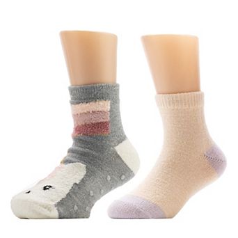 Girl's Cuddl Duds® Critter 2-Pack Slipper Socks with Gripper Bottom