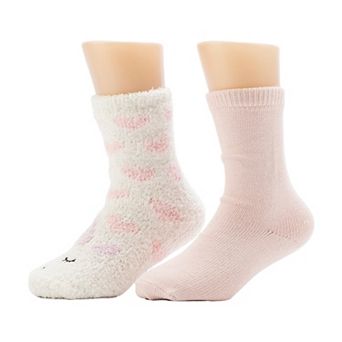 Girls Cuddl Duds® 2-Pack Cozy Slipper Socks with Gripper Bottom